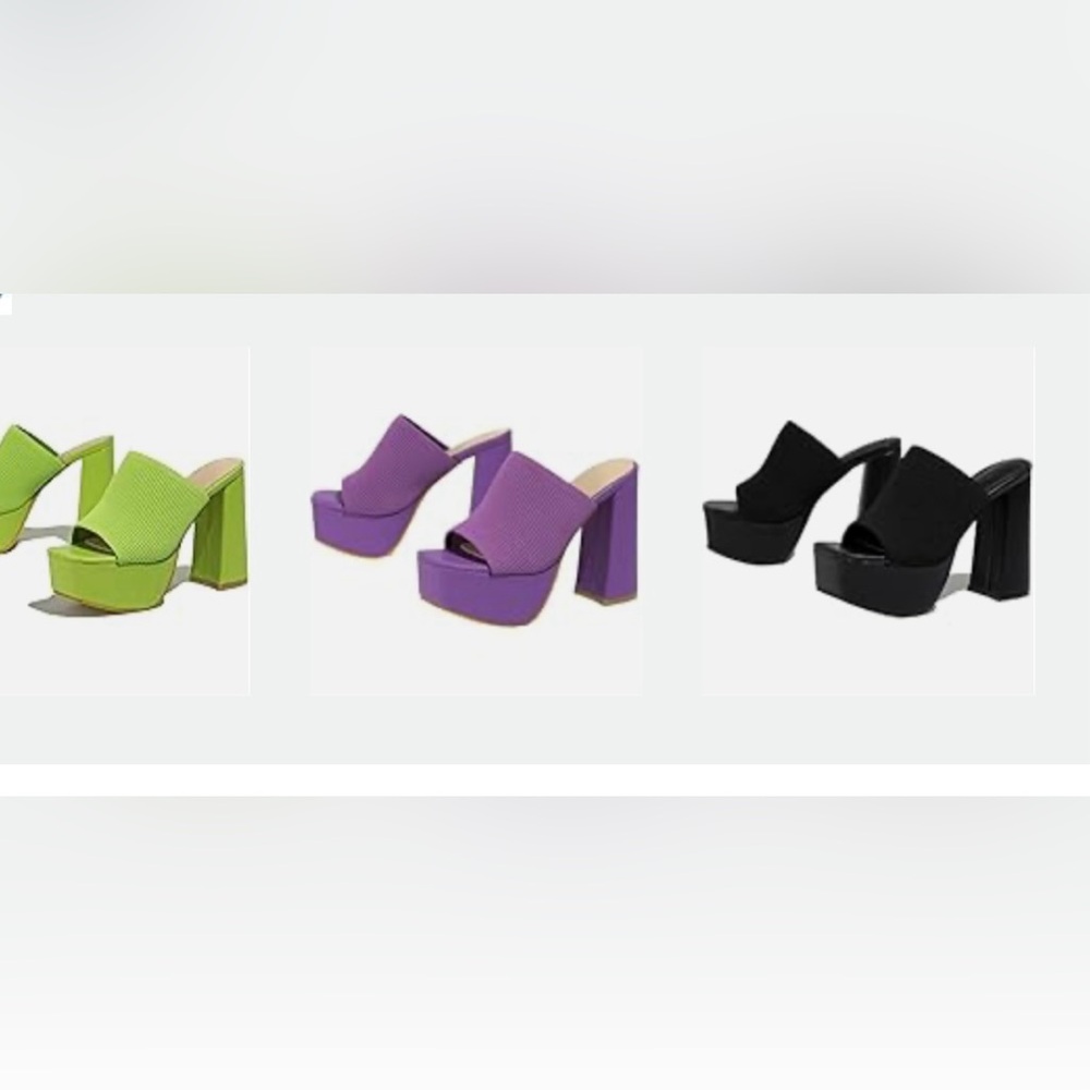 Amazon Black Knitted Platform Mules 3 pair green purple black